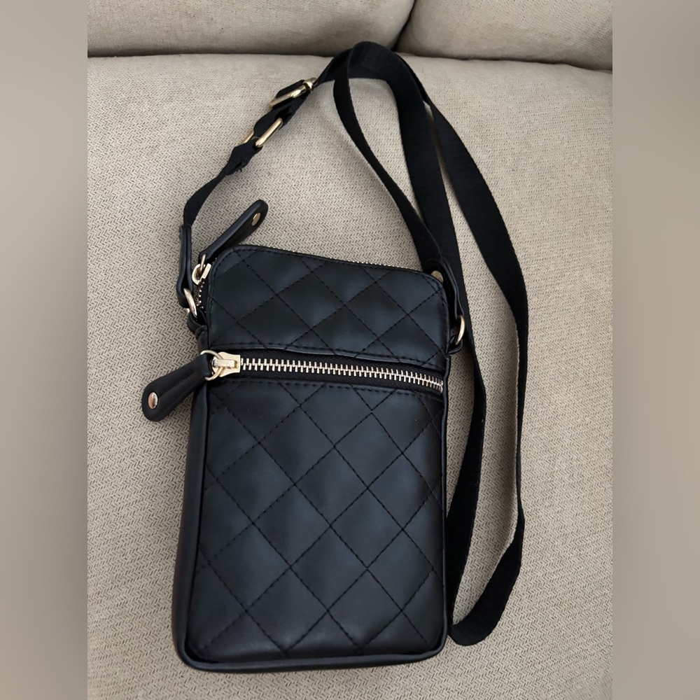 Sondra Roberts Quilted Black Mini Crossbody Bag